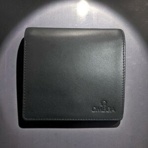 OMEGA Kisslock Short Wallet Compact Wallet Folded wallet Leather Black Unused